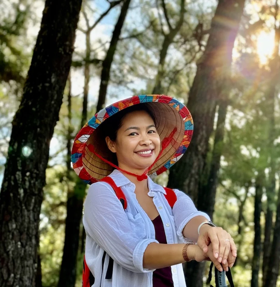 Guest enjoying a mindful hike in the mountains