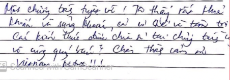 Original handwritten review from Bà B.T. Cư