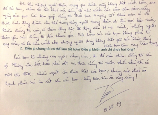 Original handwritten review from Mr. Siro